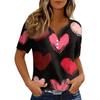 Women's T Shirt Tee Print Button Short Sleeve Daily Weekend Fashion Basic V, Neck Regular Top Valentine's Day