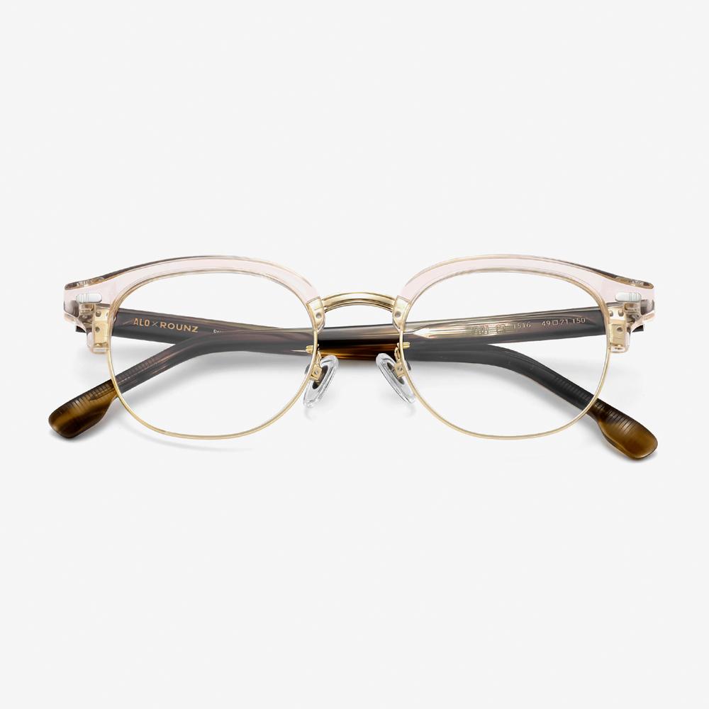 Alloaiweeo [Aloxrounz] Classica Half-Rim Eyeglass Frames Ara9101 C3 Peach/Rose Gold