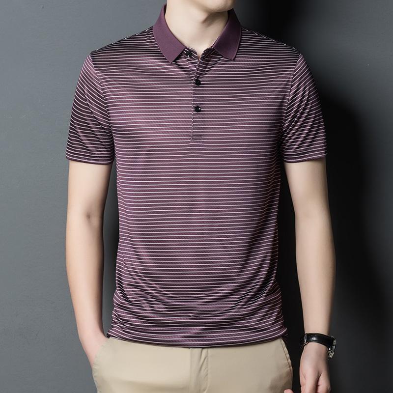 Fieer Mens Polo Stripes Turn-Down Collar Short Sleeves Down Tops T-Shirt Fieer Mens Polo Stripes Turn-Down Collar Short Sleeves Down Tops T-Shirt