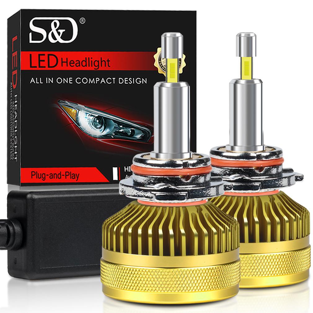 2Pcs 50000LM 4 Sides Canbus H7 Led Car Headlight Bulbs 140W 360 Turbo H11 H1 HB3 9005 HB4 9006 Copper Tube External Drive Auto Headlamp 6500K White