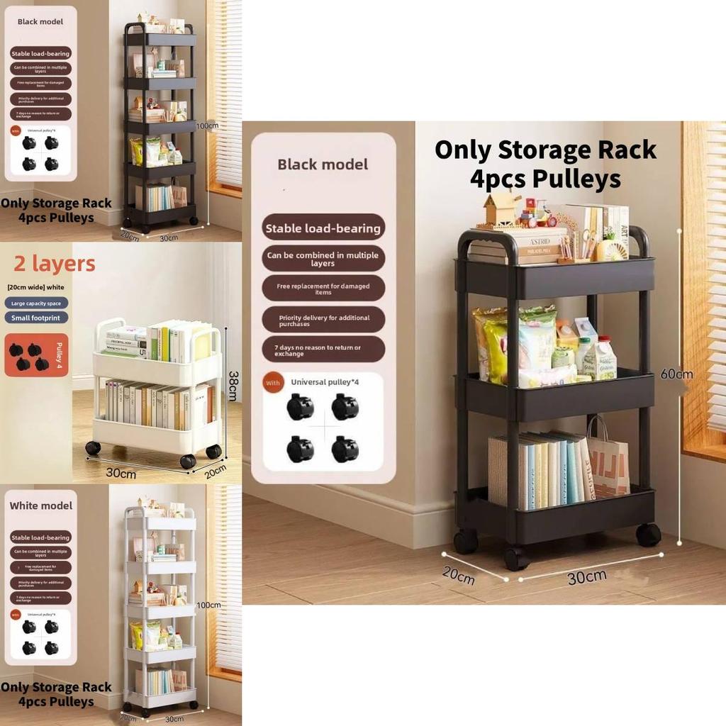 Mały wózek do przechowywania z składanymi, obrotowymi, mobilnymi półkami do organizacji kuchni i sypialni