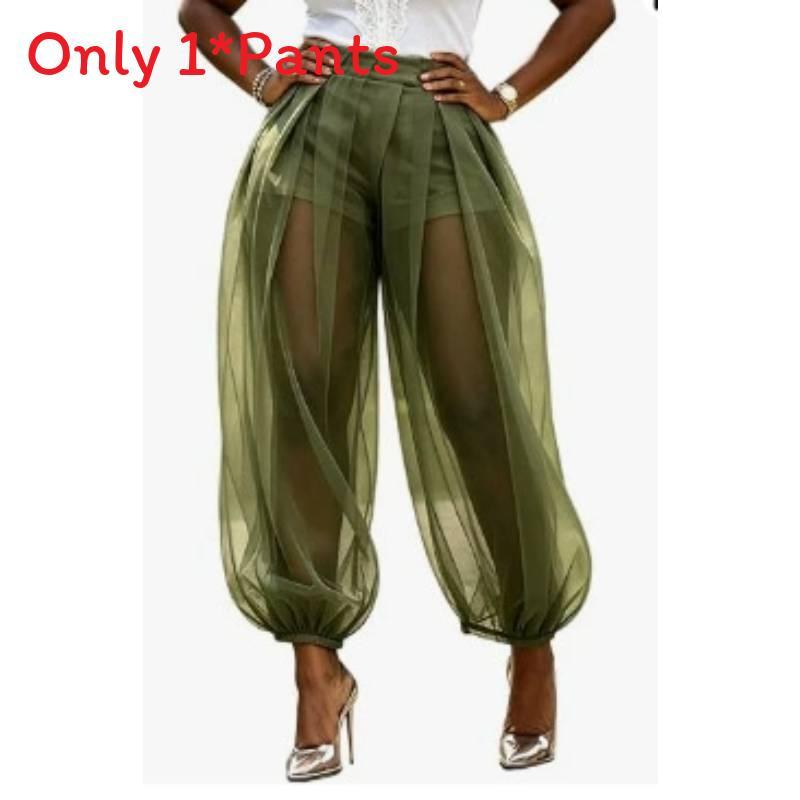Pantaloni a lanterna corti streetwear in tessuto di poliestere a rete per donna casual