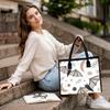 Cute Bat Print Tote Bag Large Capacity Daily Use Shoulder Handbag