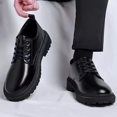Scarpe Oxford con plateau in pelle coreana da uomo, da infilare, spesse, da uomo, da derby, casual, mocassini, da uomo, con punta quadrata, da abito formale