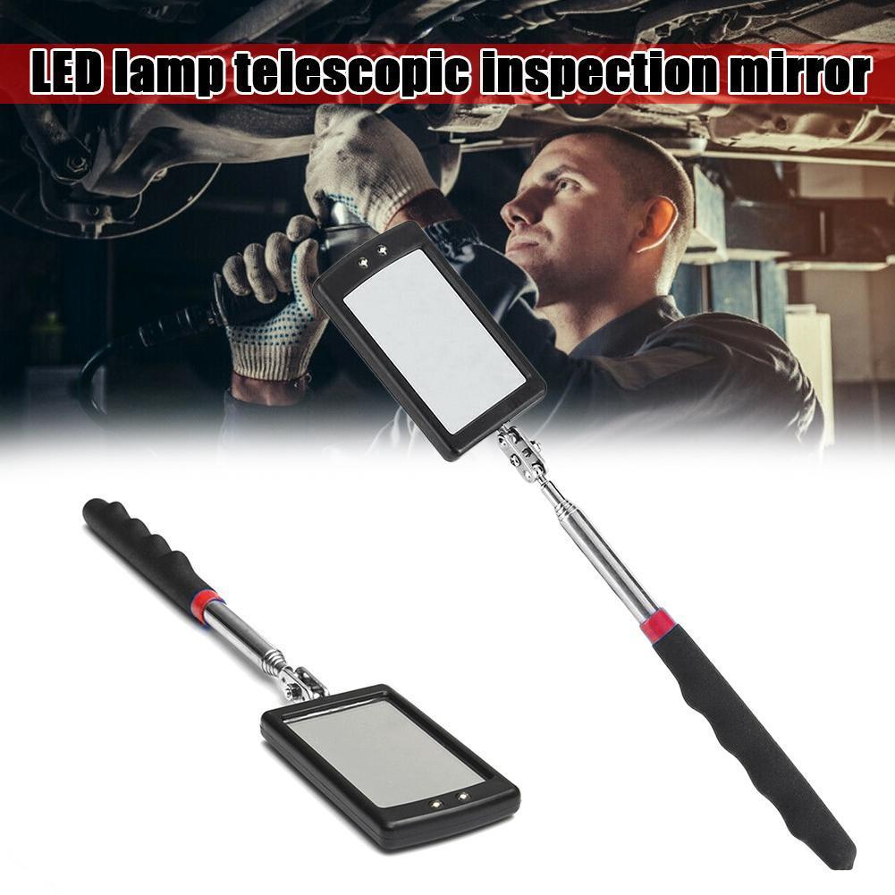 Inspection Mirror with LED Lighting 360° Telescopic Detection Lens Square Retractable Car Engine Chassis Mechanic Repairing Tool