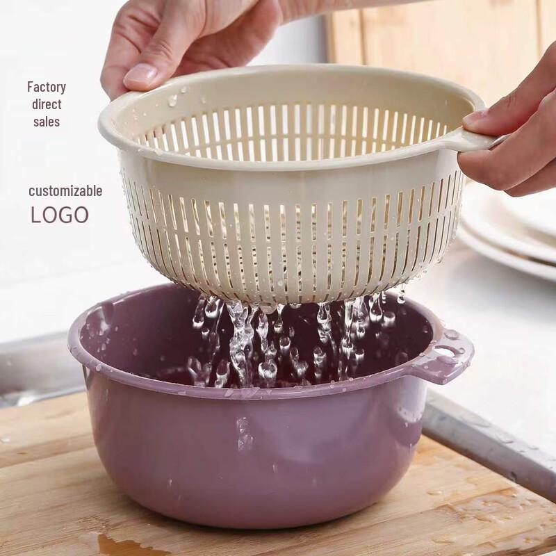 Sanhe Thickened Dual-Layer Round Draining Basket