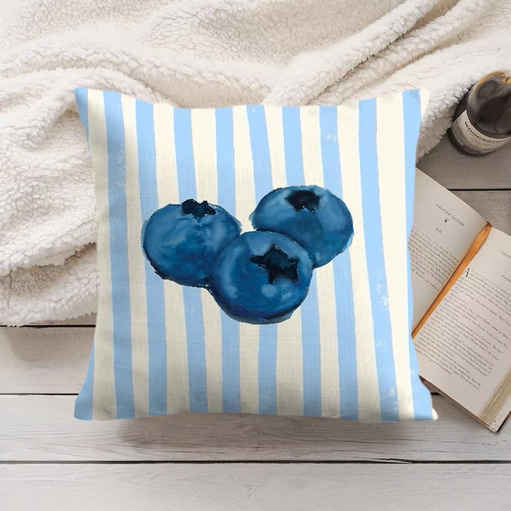 

Simple Stripe Fruits Ins Cushion Cover Silky Short Plush Invisible Zipper Dustproof Sofa Pillow Case For Home Decor 30x30cm