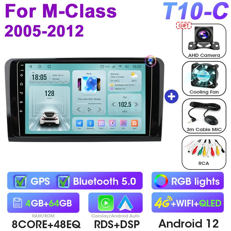2 Din Android 12 Car Radio For Mercedes Benz M-Class W164 GL-Class X164 ML CarPlay Auto intelligent Systems Smart Autoradio