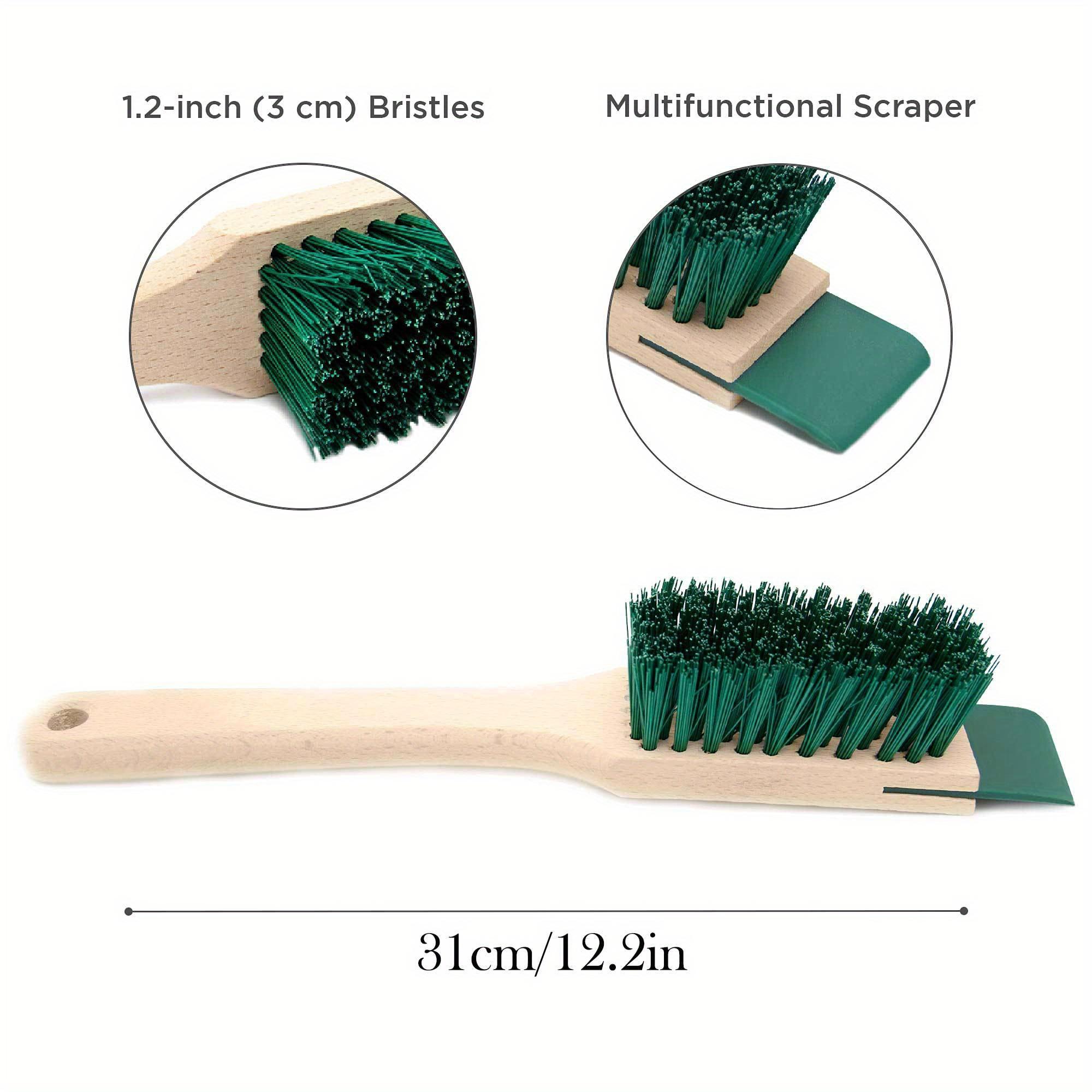 

Heavy-Duty Lawn Mower Cleaning Brush with Scraper, Ergonomic Wooden Handle, Stiff Bristles, Lawn Mower Deck Scraper, Efficient