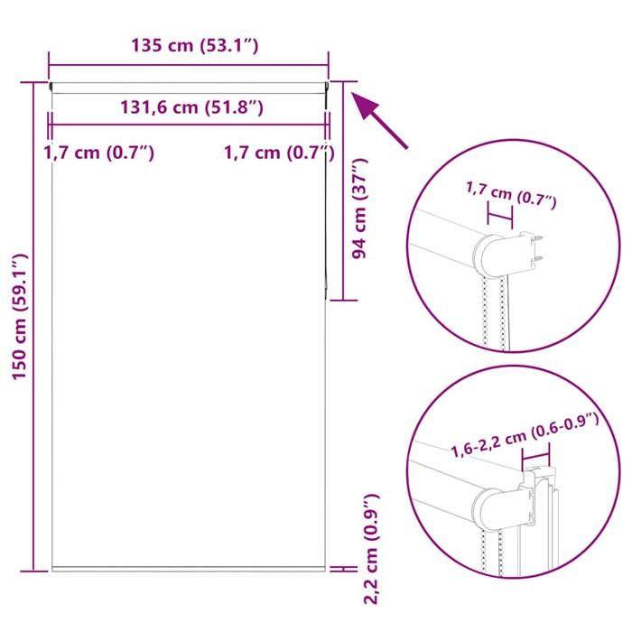 VidaXL Store enrouleur occultant largeur du tissu 131,6 cm polyester 4010875