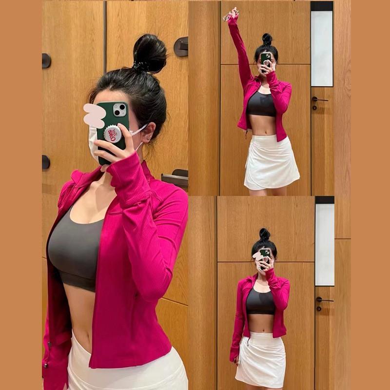 Womens Zipper Long Sleeve Stand Collar Yoga Jacket Workout Top Slim Fit Athletic Pullover Gym Running Fitness