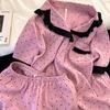 Korean Version of Cute Pink Lace Polka Dot Pajamas Women's Short-sleeved Shorts Lace Lace Loungewear Can Go Out Suit