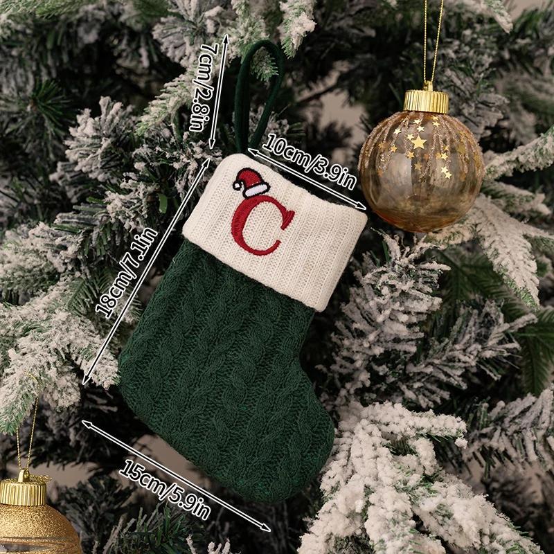 Christmas Stockings Hanging Pendant Christmas Stocks Gift Decoration Alphabet Letter Sock 2026 New Year Decorative Knitting Sock