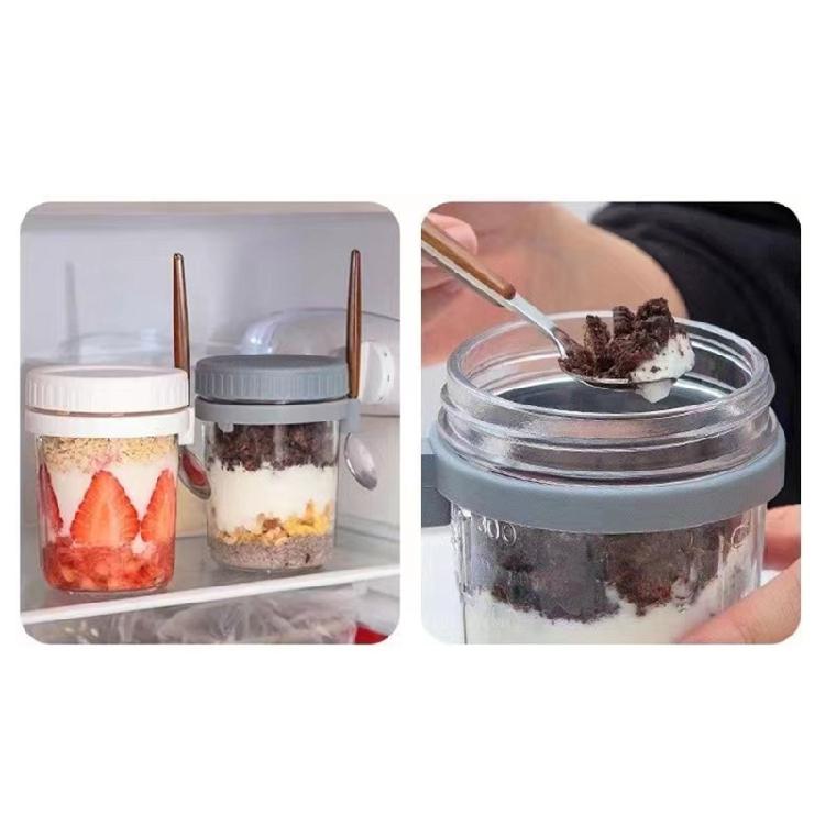 Practical Cereal Container With Spoon And Secure Top Glass Overnight Oats Jar Food Storage Organiser for Breakfast