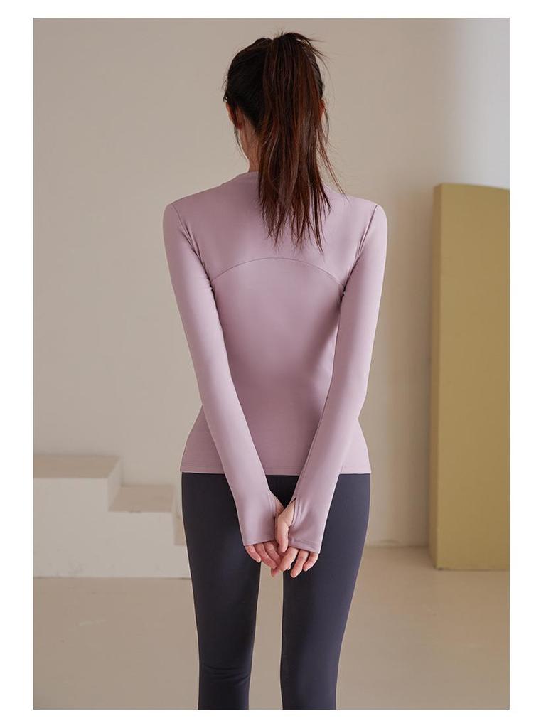Nude Feel Fitness Wear: Slim-Fit Long-Sleeve Yoga Jacket with Zipper Pocket