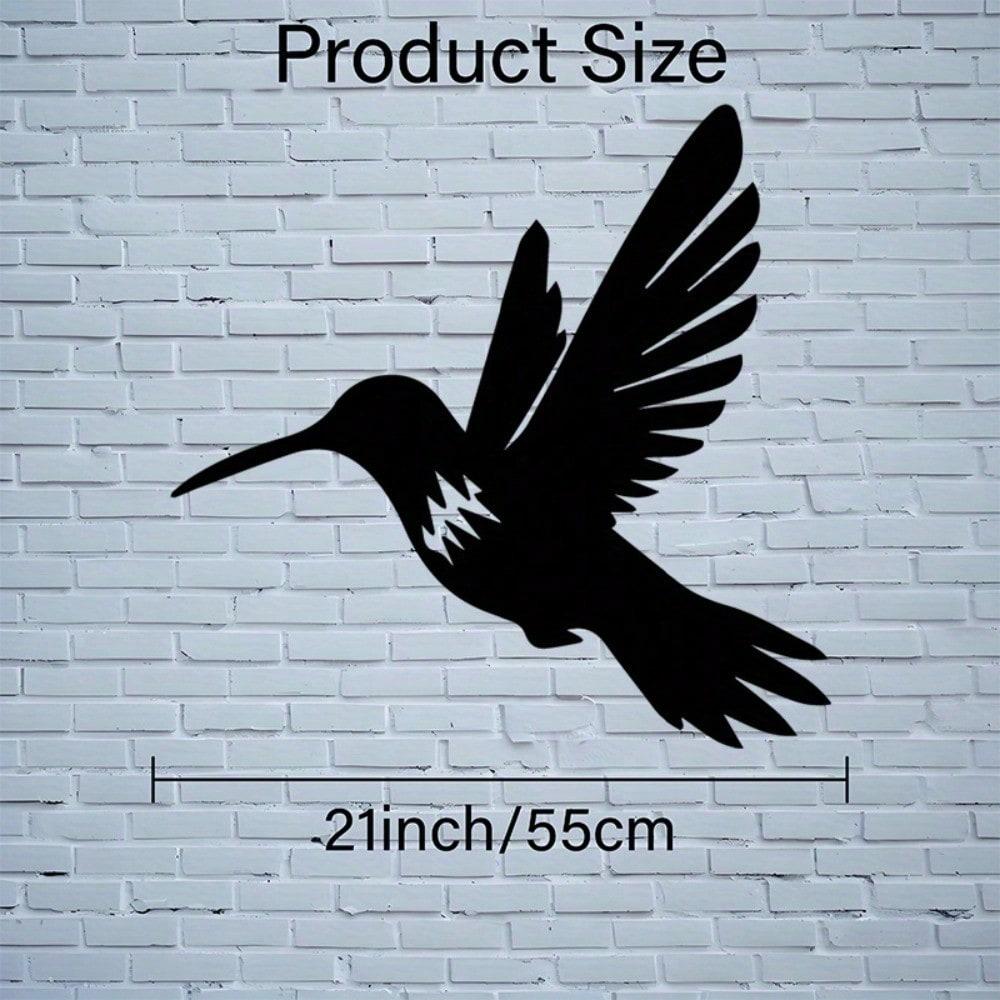 1pc 2D Flat Black Hummingbird Metal Wall Art, Indoor/Outdoor Nature Decor