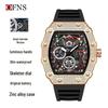 Oufannishi Barrel-Shaped Quartz Waterproof Skeleton Men's Watch with Calendar and Luminous Features