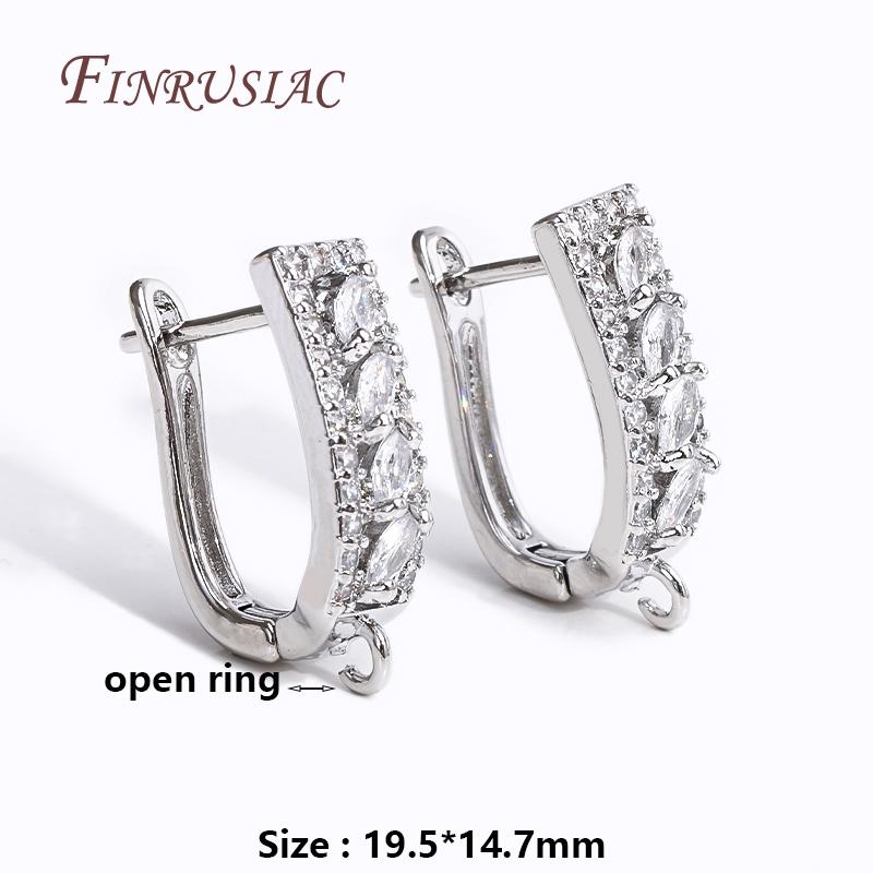 18K Gold Plated Eingelegte Zirkon Ohrhaken Verschlüsse Beschläge Ohrbügel Haken Für Handgemachte DIY Ohrringe Schmuckherstellung Zubehör
