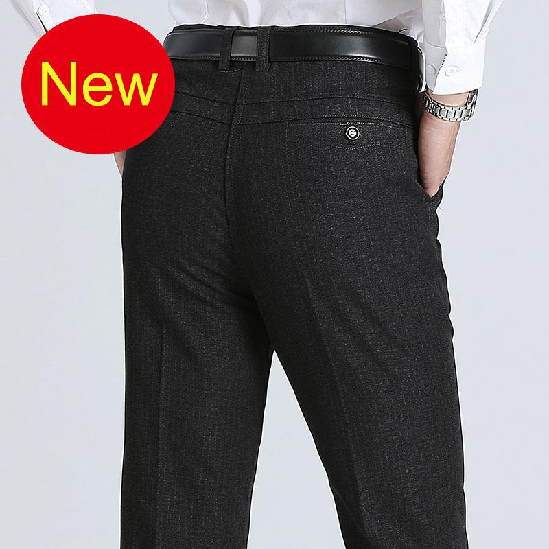 Men’s Breathable Casual Pants Cotton High Waist Lightweight Straight Trousers for Male Comfortable Fit Loose Business Work Dress Pant with Pocket