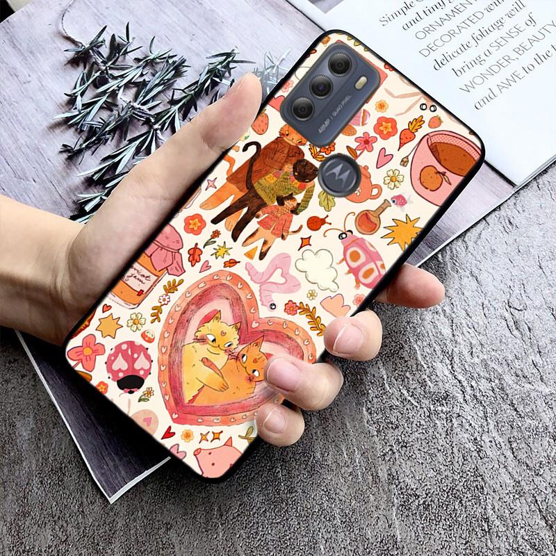 cat art aesthetic Phone Case For Moto G86 G85 G75 G15 G05 G56 G72 G53 G54 G84 G60 G31 G32 G24 G 5G G Play