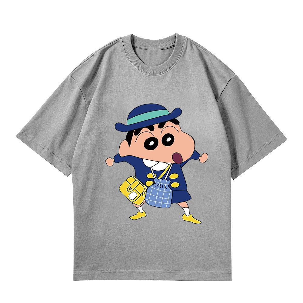 Summer Crayon Shin Chan Cartoon Print Women Tops Casual Fashion Round Neck Print Harajuku T Shirt 100% Cotton Short Sleeves