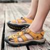 Summer Men Sandals Genuine Leather Mens Casual Shoes Outdoor Men Leather Sandals for Men Beach Shoes Roman Shoes Plus Size 37-48