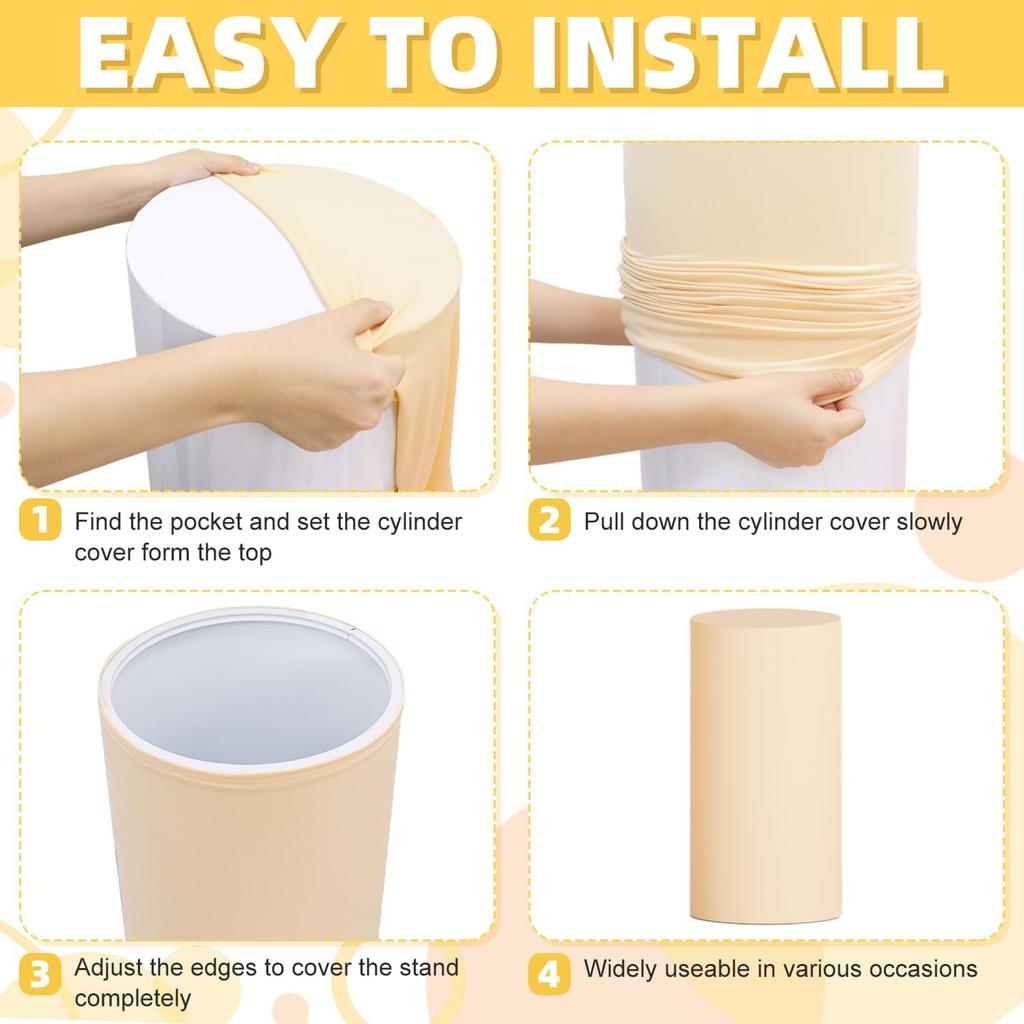 1-5Pcs Cylinder Stand Covers Spandex Pedestal Stand Covers For Party Wedding or Baby Shower Event Decor (only cloth covers)