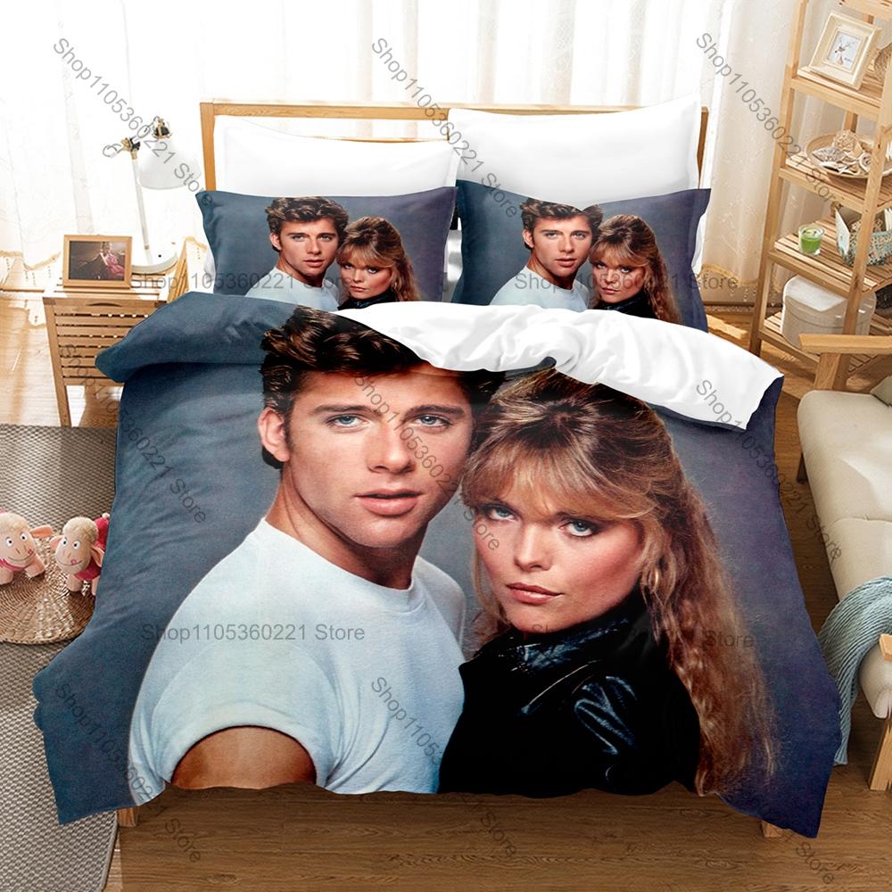 Grease Danny & Sandy Rydell High Pink Ladies 50s Retro Musical Movie HD Print Bedding Set Duvet Cover + 2 Pillowcases Bedroom