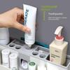 Punch-Free Wall-Mounted Toothbrush Rack with Automatic Toothpaste Dispenser and Mouthwash Cup