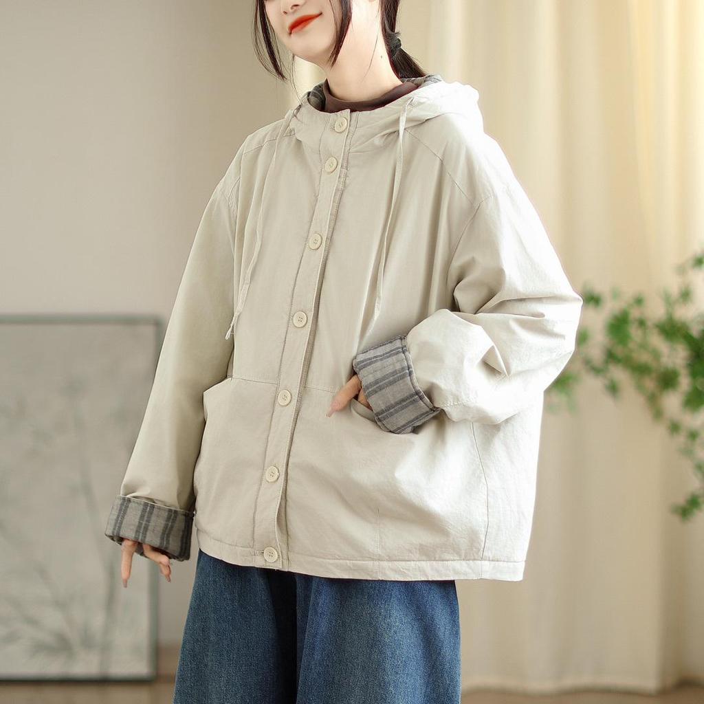 2025 Winter Hooded Thick Warm Cotton Jacket - Korean Retro Style Women's Outerwear #61051