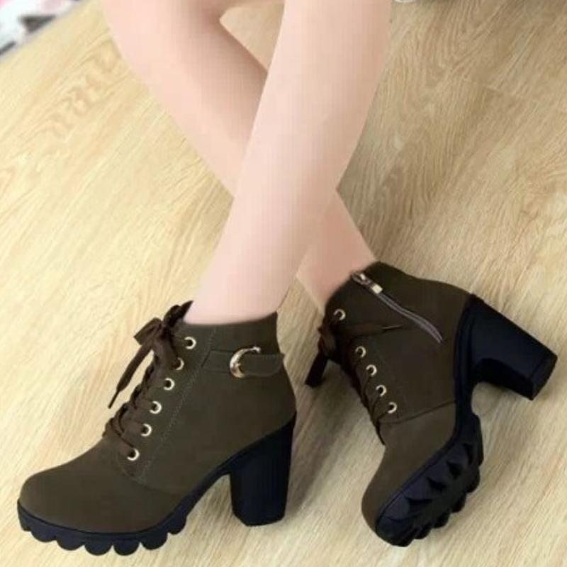 Women's Large Size Ankle Boots Autumn And Winter Cross-Strap Short Boots Gift for Christmas Birthday New Year