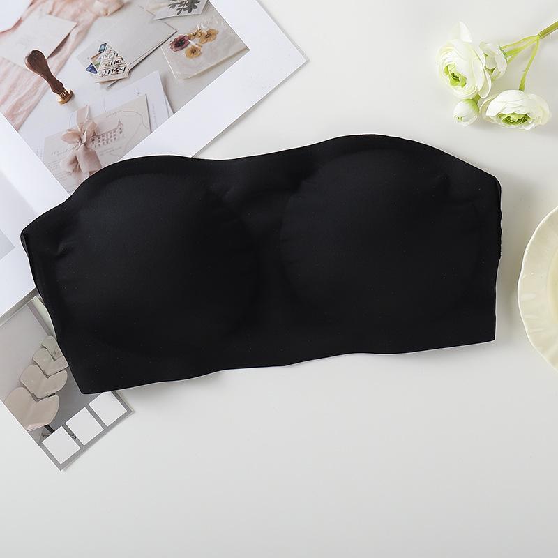 

TUME Бесшовный бюстгальтер-бандо без бретелей с противоскользящей лентой для женщин S чёрный