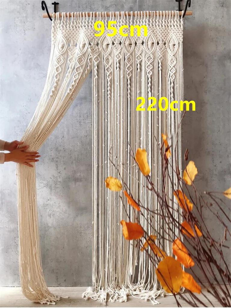 Hand-woven Bohemia Macrame Cotton Door Window Curtain Tapestry Wall Hanging Art Tapestry Wedding Backdrop Tapestry Decoration