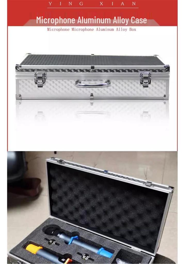KTV Portable Wireless Microphone Storage: 2-Piece Aluminum Case for Handheld & Lavalier Mics.