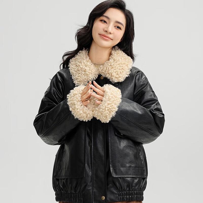 Women's Short Duck Down Jacket with Spliced Fur Collar