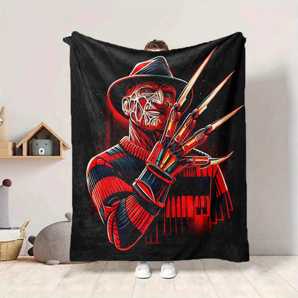 1pc A Nightmare on Elm Street Flannel Throw Blanket - HD Printed Lightweight Soft Warm All-Season Blanket for Sofa, Bed, Travel, Camping 065