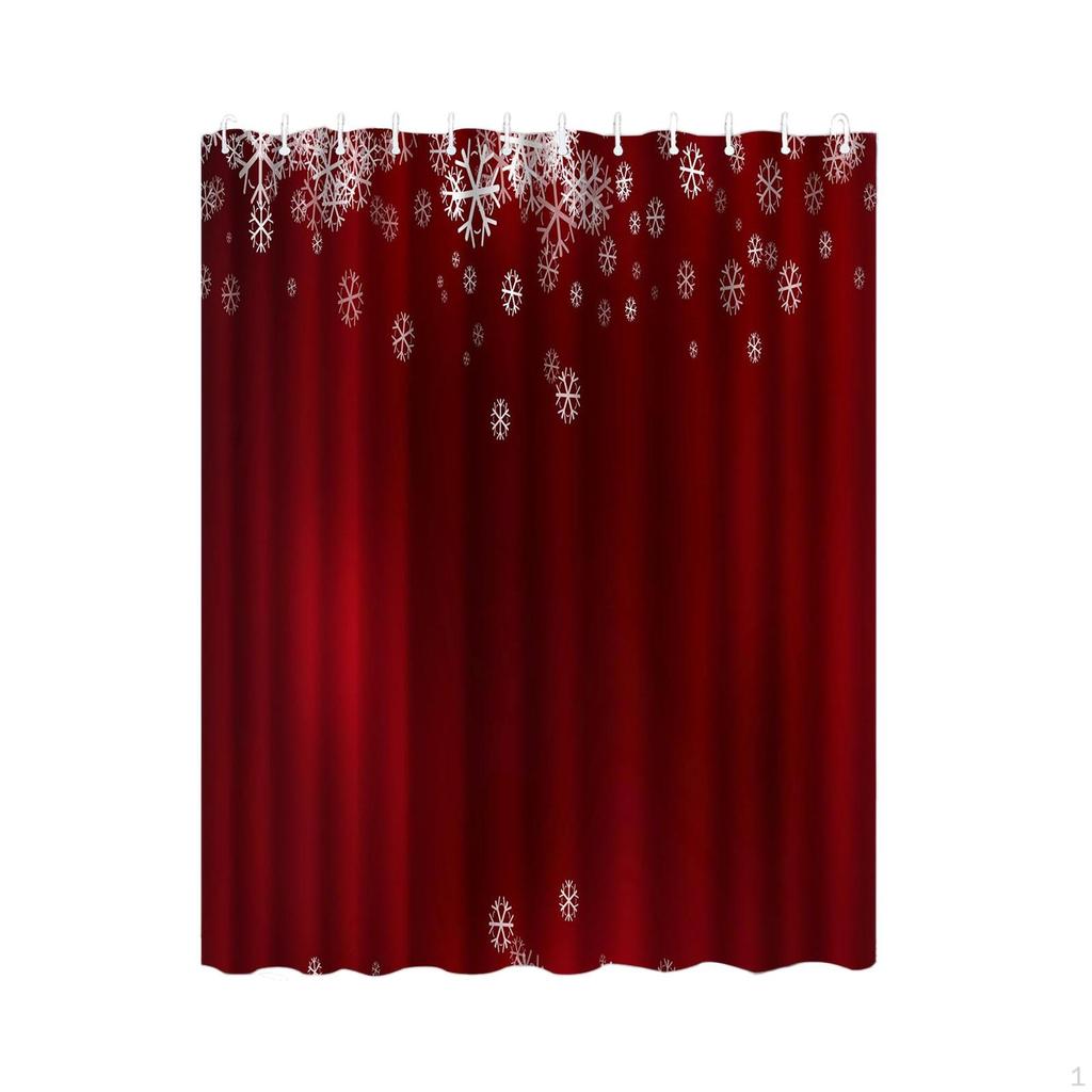 180x200cm Bath Curtain with 12 Hooks for Christmas Decoration