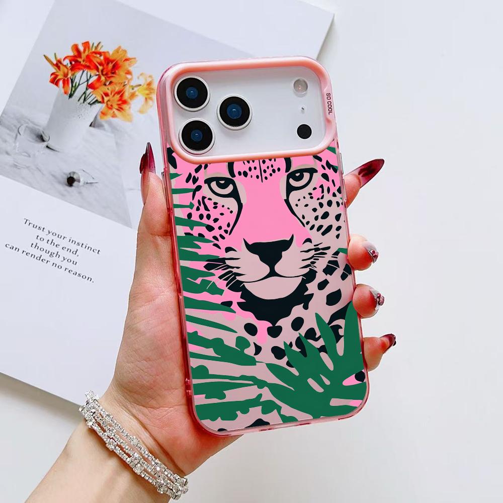 Abstract Leopard Phone Case For iPhone 17 16 15 14 13 12 11 Pro Max Air Matte Laser Aurora Shockproof Funda