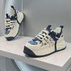 Men's Trendy American Street Style Leather & Cloth Casual Sneakers: Handsome, Low-Key, Elastic Dad Shoes