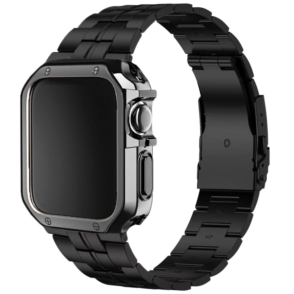 TPU Case+Strap for Apple Watch Band 46mm 42mm Titanium Wrist Bracelet Screen Protectors IWatch 10 9 7 8 45mm 41mm 44mm 40mm 49mm