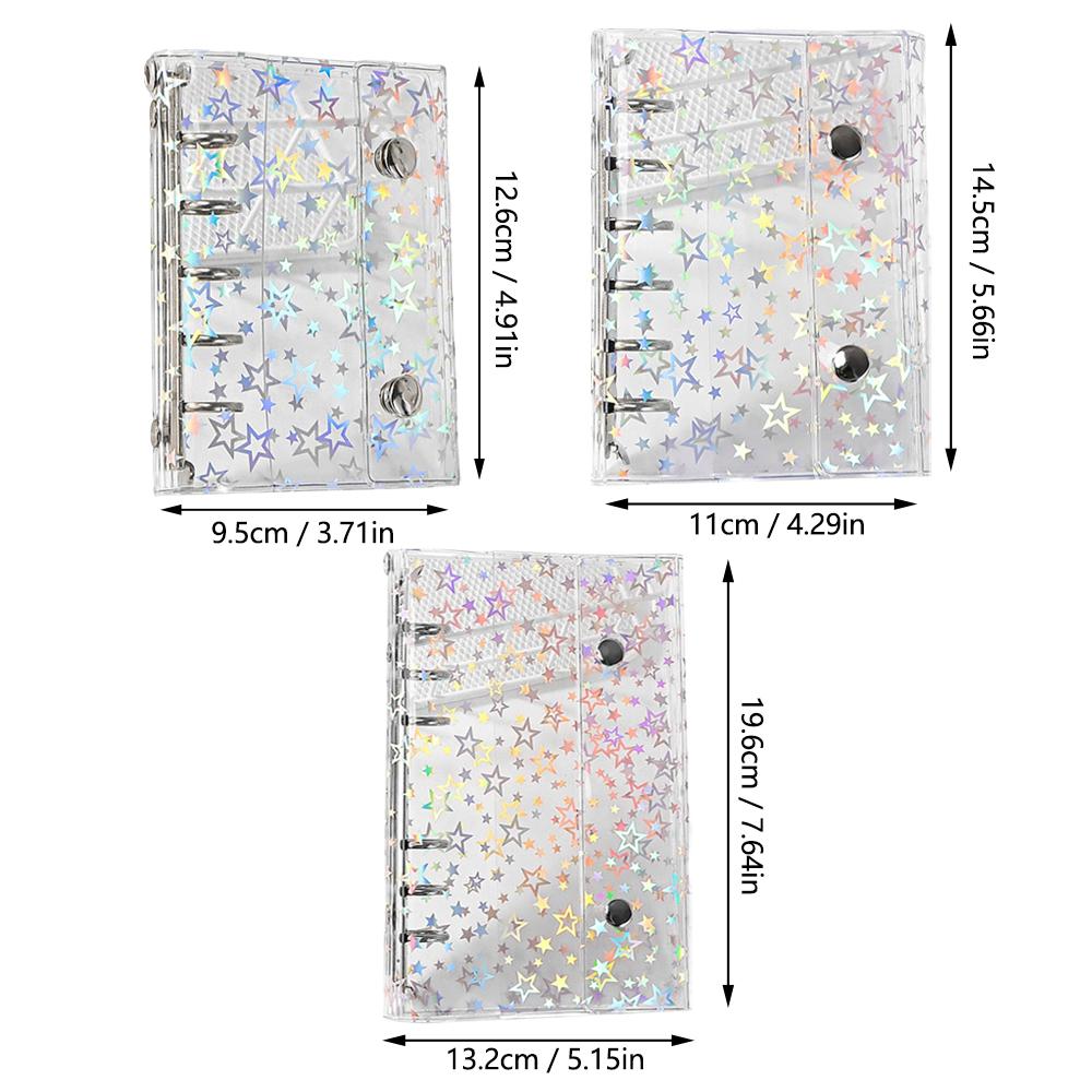 M5 A6 A7 Transparent Laser Stern Loseblatt Binderhülle Skizzenbuch Tagebuch Bürobedarf Glitzer Schreibwaren Binder Notizbuch
