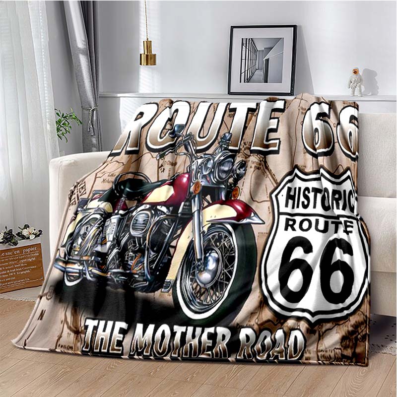 HD Vintage Route 66 Americká Historická Mateřská Silnice Tištěnádeka Domácí Extra Velká Měkká Potah na Rozkládací Pohovku Cestovnídeka Dárek