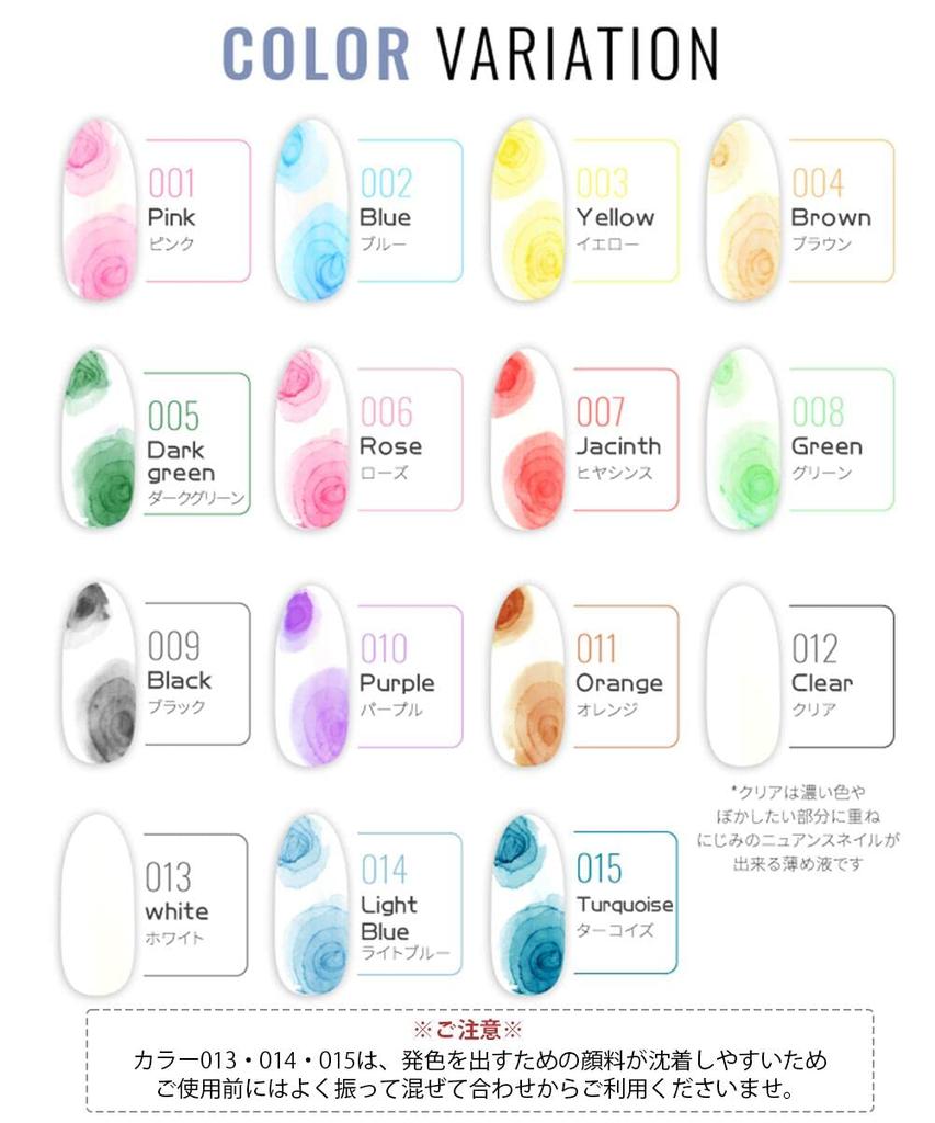 of 15 Nail ink 10ml Fluffy ink Liquid nails Watercolor Tortoiseshell dripping nails Color liquid Tortoiseshell Gel nails Nail marble liquid Azenbiko