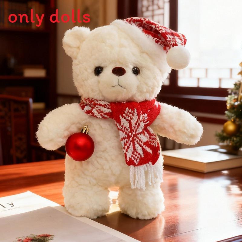 Bear Polar Plush Toy With Scarf And Hat Decor For Childrens Christmas Gift