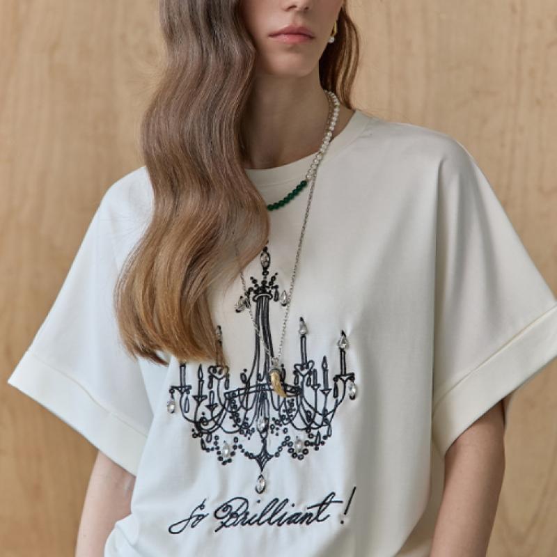 Maxza Cubic Chandelier Embroidery Loose FiT T shirT ze06qT008na
