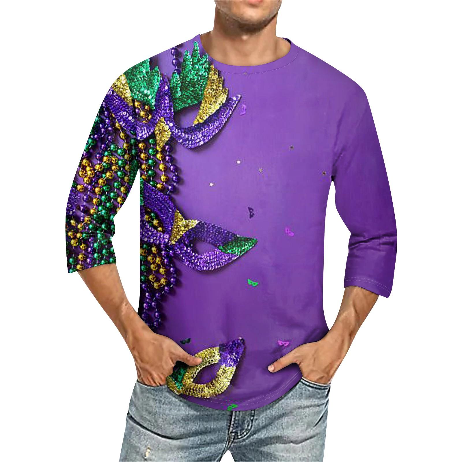 

Мужская повседневная модная футболка с круглым вырезом и рукавом три четверти L фиолетовый