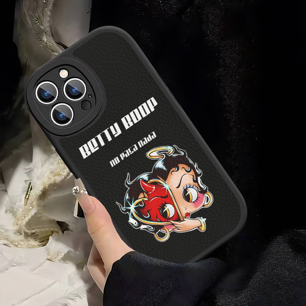 

B-Bettys Boops Phone Case For IPhone 16 15 14 13 Pro Max 11 12 Plus Leather Silicone Cover iPhone 14