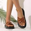Fashion 2025 Summer New Women's Outdoor Platform Slippers Weave Plus Size Casual Sandals Comfortable Beach Daily Concise Solid Slippers
