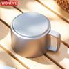 Small Titanium Coffee Cup Double Layer Cup Outdoor Camping Tableware Anti scald strap handle Tea tasting cup