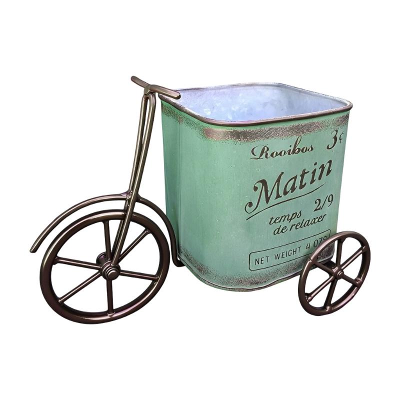 

Retros Wrought Iron Garden Cart Rusty Flowers Planter Farmhouses Yard Plant Pot Outdoor Decoration зелёный